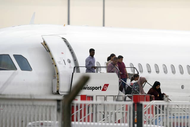 The last evacuees from Sudan landed at Birmingham Airport on Tuesday afternoon (Joe Giddens/PA)