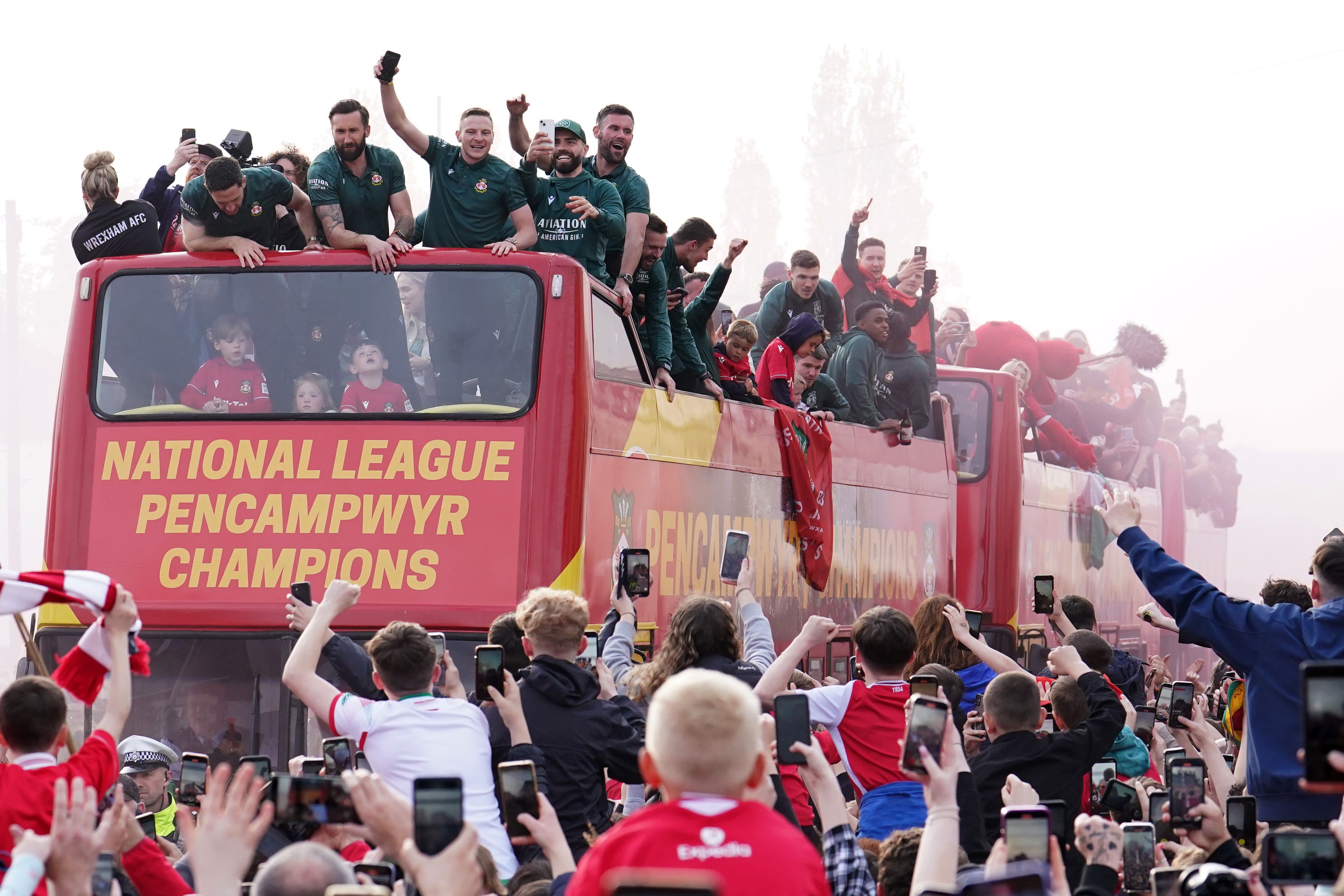 Hollywood stars join jubilant fans as Wrexham enjoy promotion party