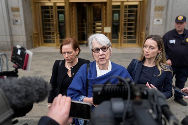 <p>Jessica Leeds talks to reporters as she leaves the federal courthouse after testifying in writer E. Jean Carroll's lawsuit against Donald Trump in New York, Tuesday, May 2, 2023</p>