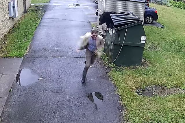 James Marsh was given a fright when a bear leapt out of the bin he was opening (Nicholas County Schools/PA)