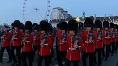 Troops practice for King’s coronation on Westminster Bridge