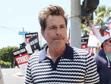 Rob Lowe and Natasha Lyonne join picket lines on first day of Hollywood writers’ strike