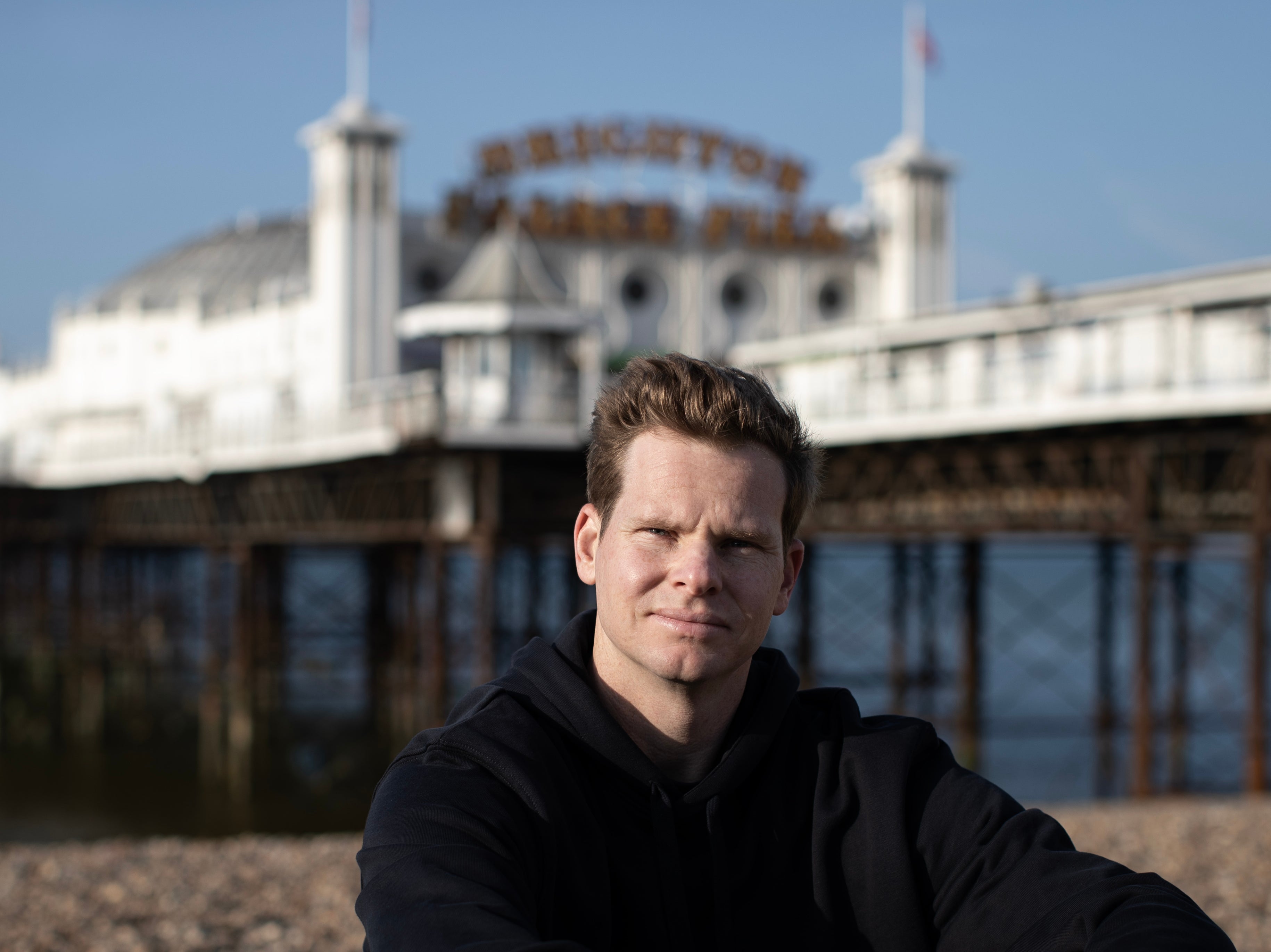 Australian Cricketer Steve Smith poses near Brighton Palace Pier as he joins Sussex CCC