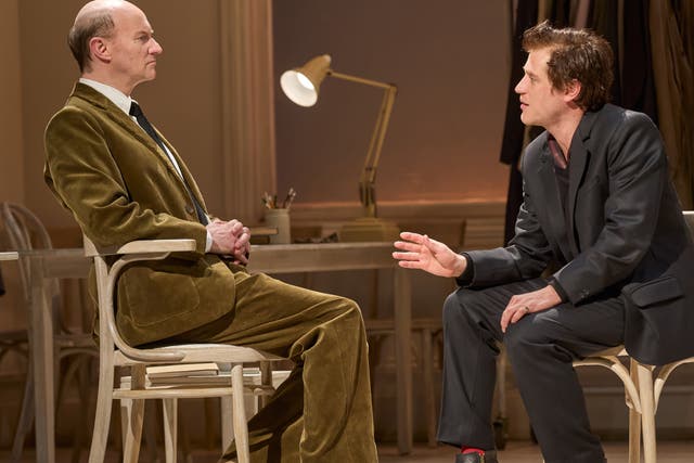 <p>Mark Gatiss and Johnny Flynn in ‘The Motive and the Cue’</p>