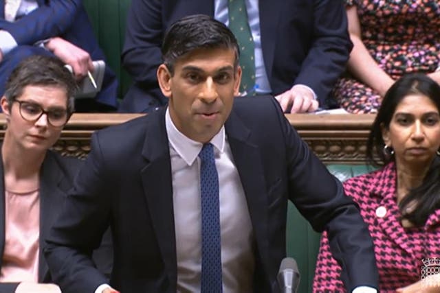 <p>Rishi Sunak speaks during Prime Minister’s Questions in the House of Commons (House of Commons/UK Parliament)</p>