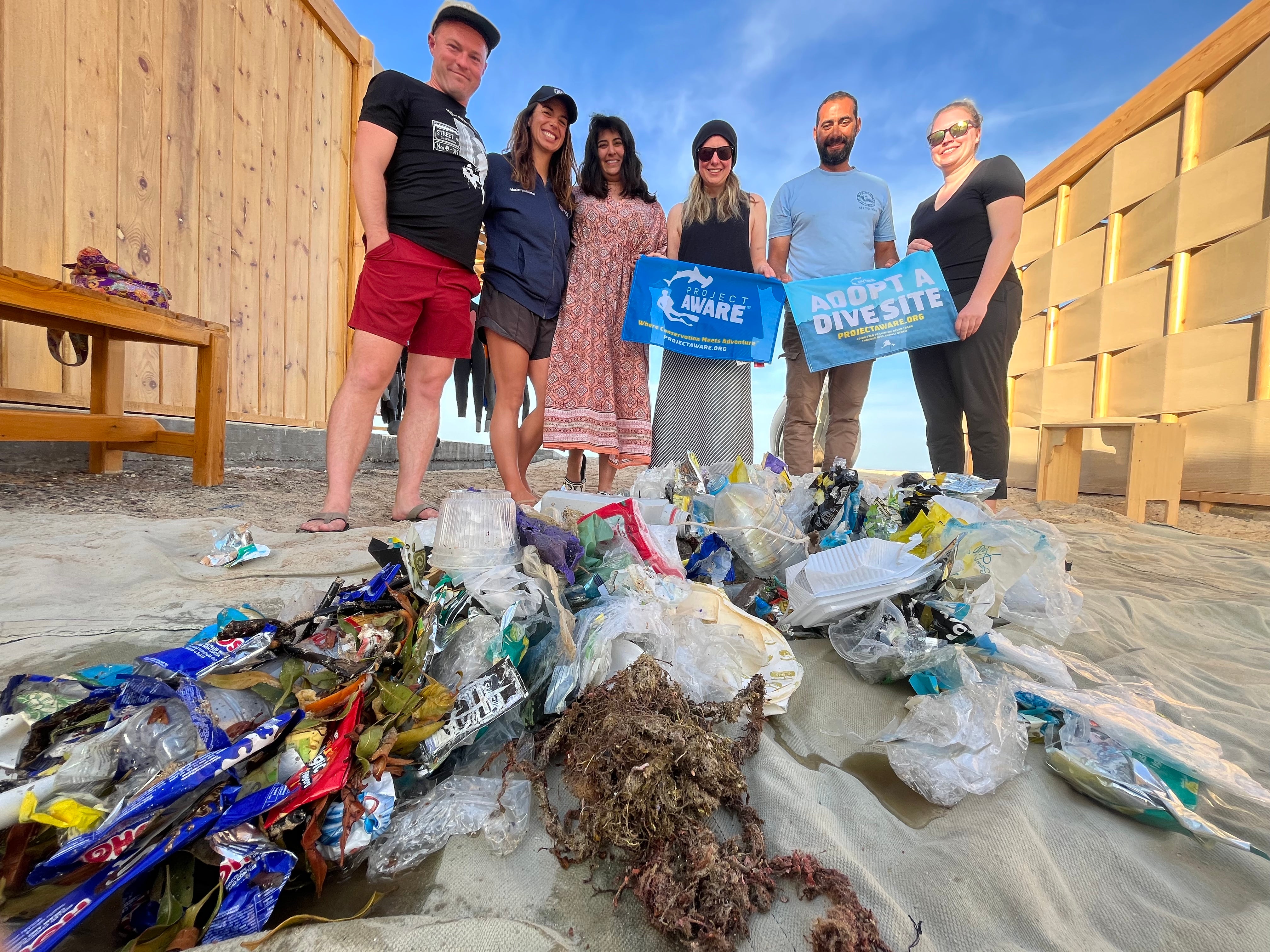The diving team collected hundreds of pieces of rubbish