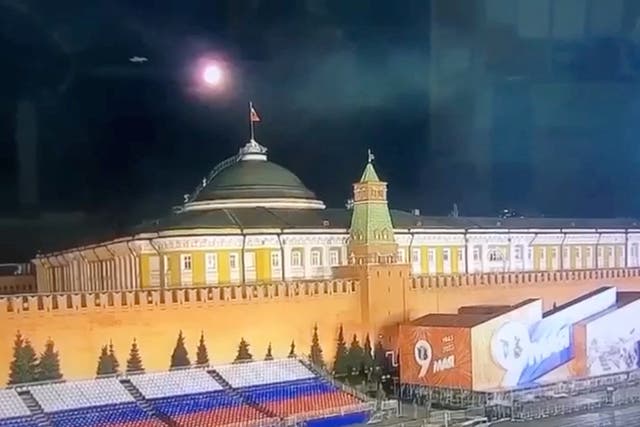 <p>Video footage shows a flying object approaching the dome of the Kremlin senate building</p>