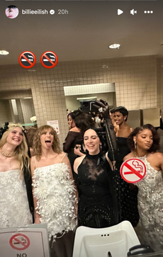 Billie Eilish shares bathroom selfie from inside Met Gala with Elle Fanning, Maya Hawke, and Halle Bailey