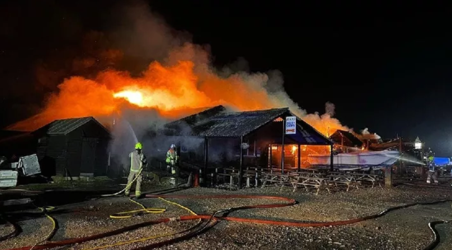 Around 50 firefighters tackled the huge fire