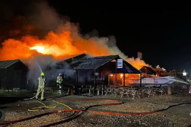 <p>Around 50 firefighters tackled the huge fire  </p>