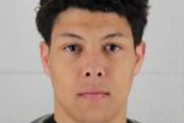 <p>Jackson Mahomes, 22, after he was arrested on aggravated sexual battery charges on Wednesday, 3 May</p>
