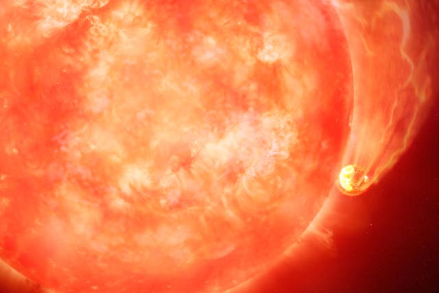 Astronomers spot a star swallowing a planet in a possible preview of Earth’s fate (International Gemini Observatory/NOIRLab/NSF/AURA/M. Garlick/M. Zamani/PA)