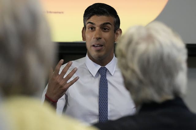Prime Minister Rishi Sunak during a visit a U3A community group at the Chiltern leisure centre in Amersham, Buckinghamshire, following the Government’s announcement on tackling fraud (Frank Augstein/PA)