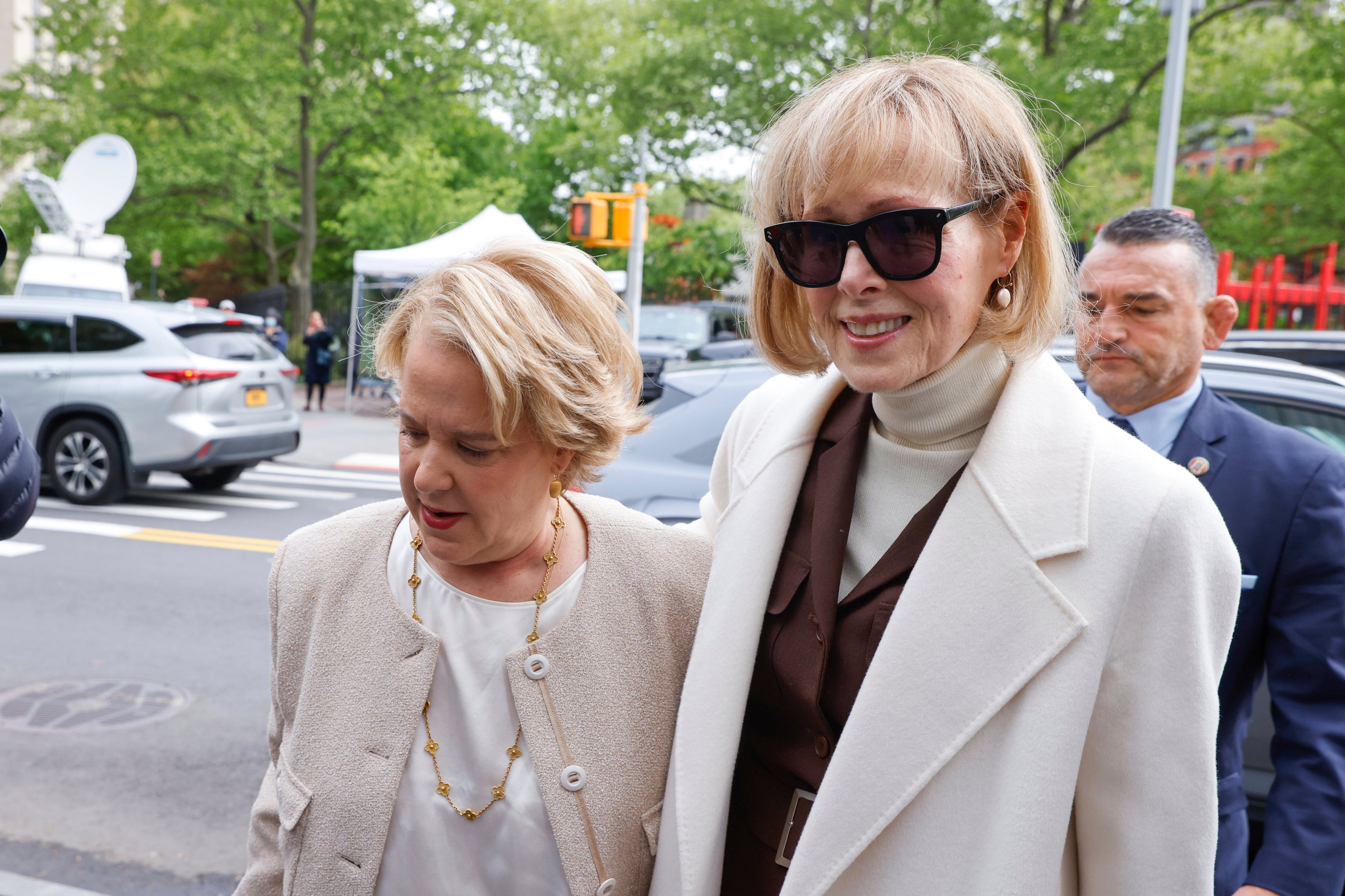 E Jean Carroll arrives at a federal court in Manhattan on Wednesday