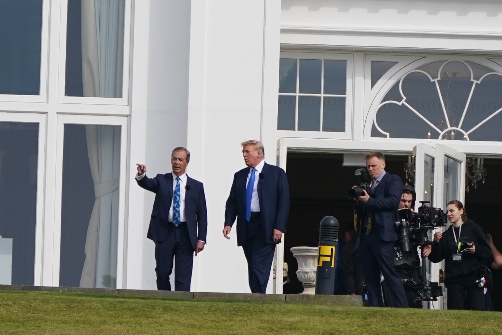 Donald Trump was interviewed by Nigel Farage at the former president’s Turnberry golf course in Scotland