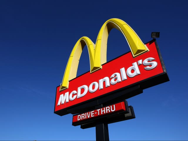 <p>A sign stands outside of a McDonald’s restaurant on 9 February 2009 in San Francisco</p>