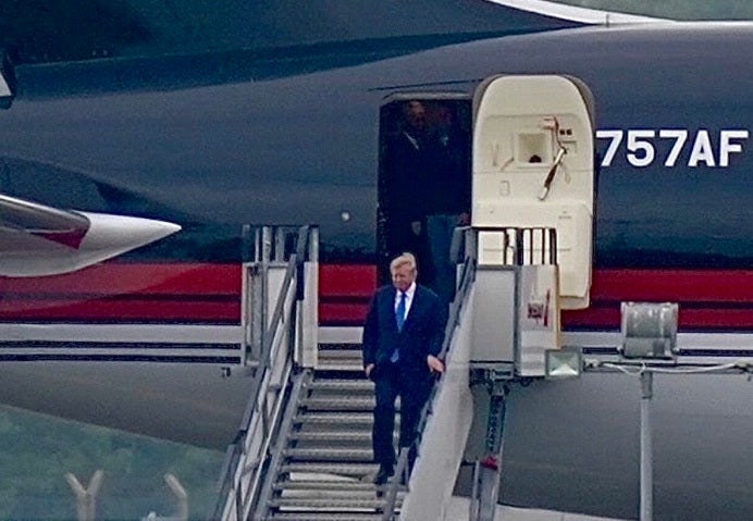 <p>Donald Trump arrives at Shannon Airport in Co. Clare on Wednesday </p>