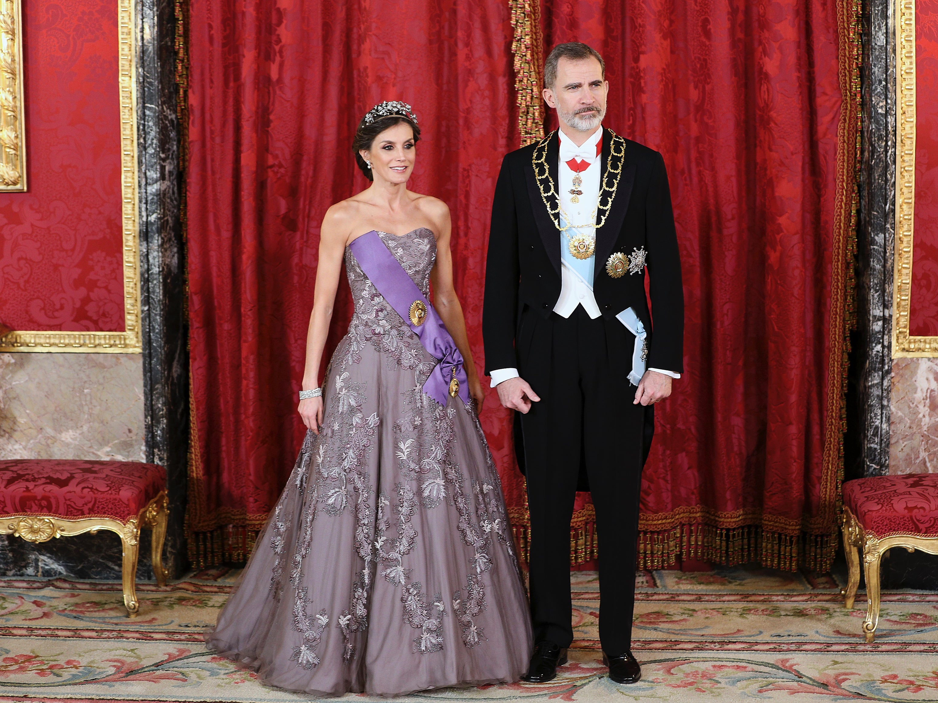 Queen Letizia and King Felipe attend a dinner at Royal Palace in Madrid on 27 February 2019