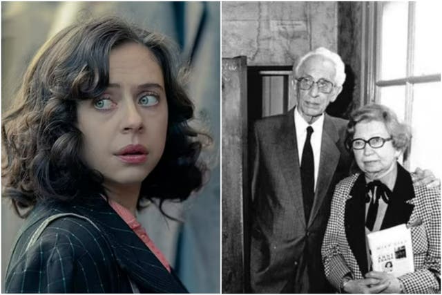 <p>Bel Powley, Jan and Miep Gies</p>