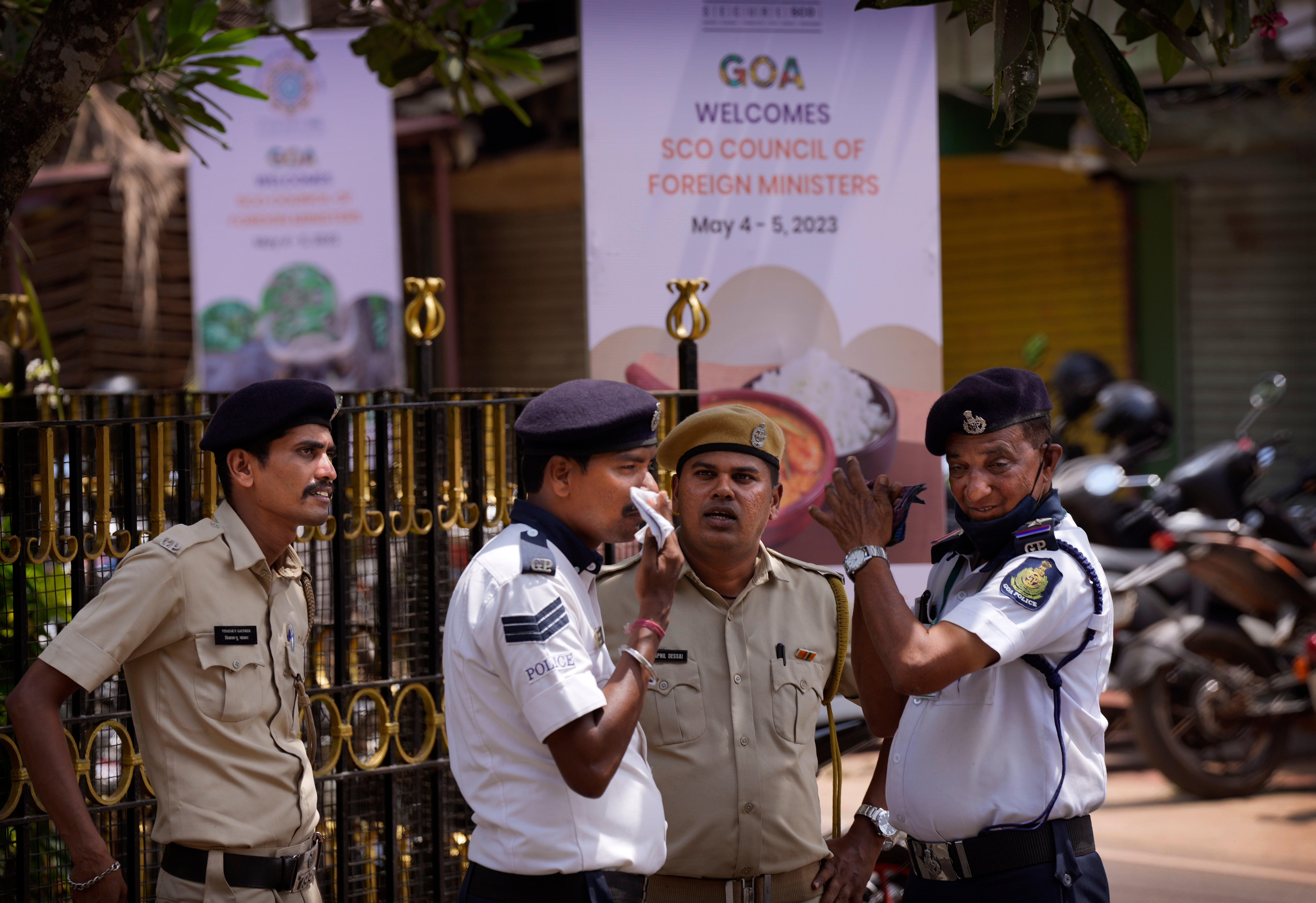 <p>Representational image of Indian policemen standing guard at an international summit being held in India’s tourist state Goa in 2023 </p>