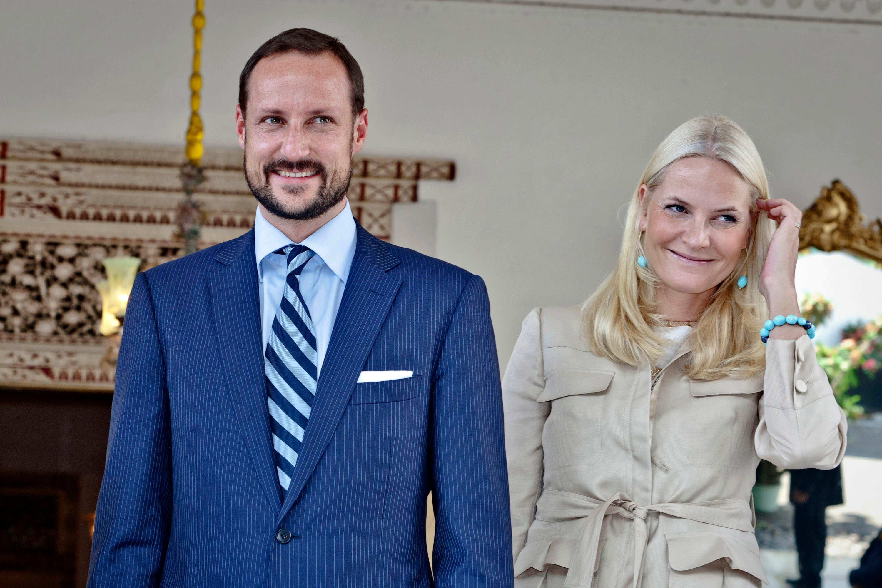 Crown Prince Haakon, Crown Princess Mete Marit of Norway with son Prince  Sverre Magnus and daughter Princess Ingrid Alexandra attend the women's  handball Final match for gold medal, Norway vs Montenegro at