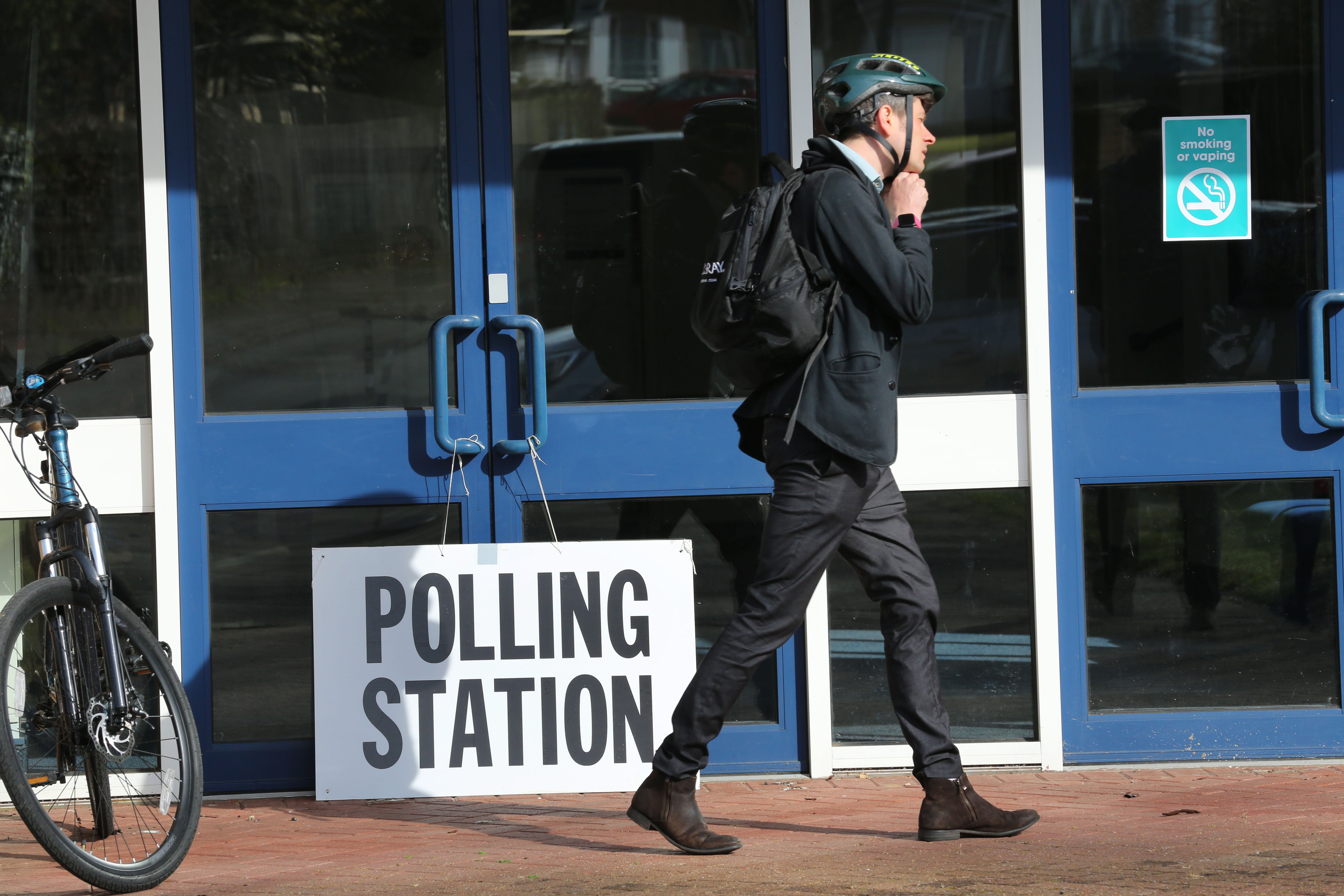 A man heads to the polls in Norwich