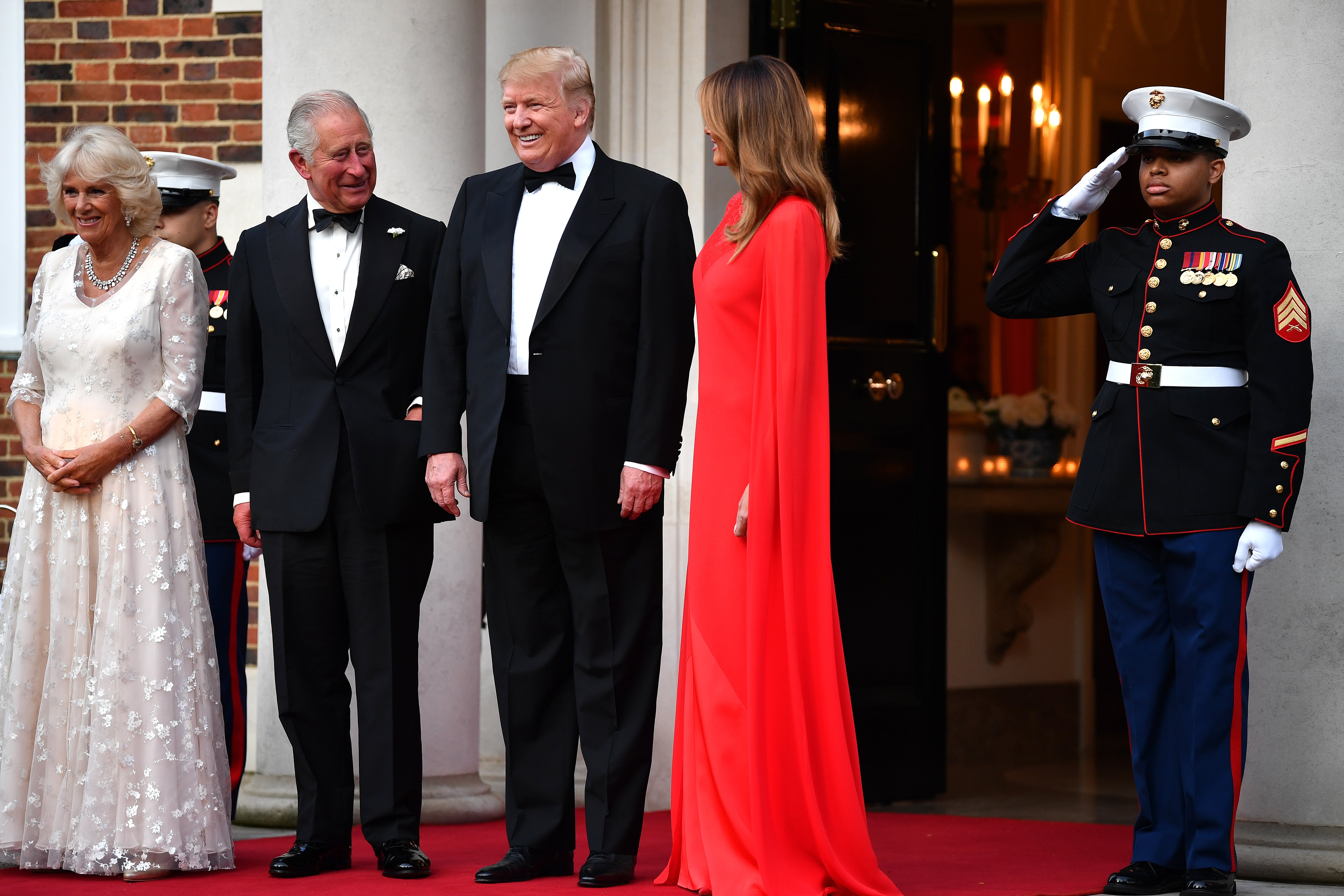Charles and Camilla alongside Donald Trump and Melania Trump, London, June 2019