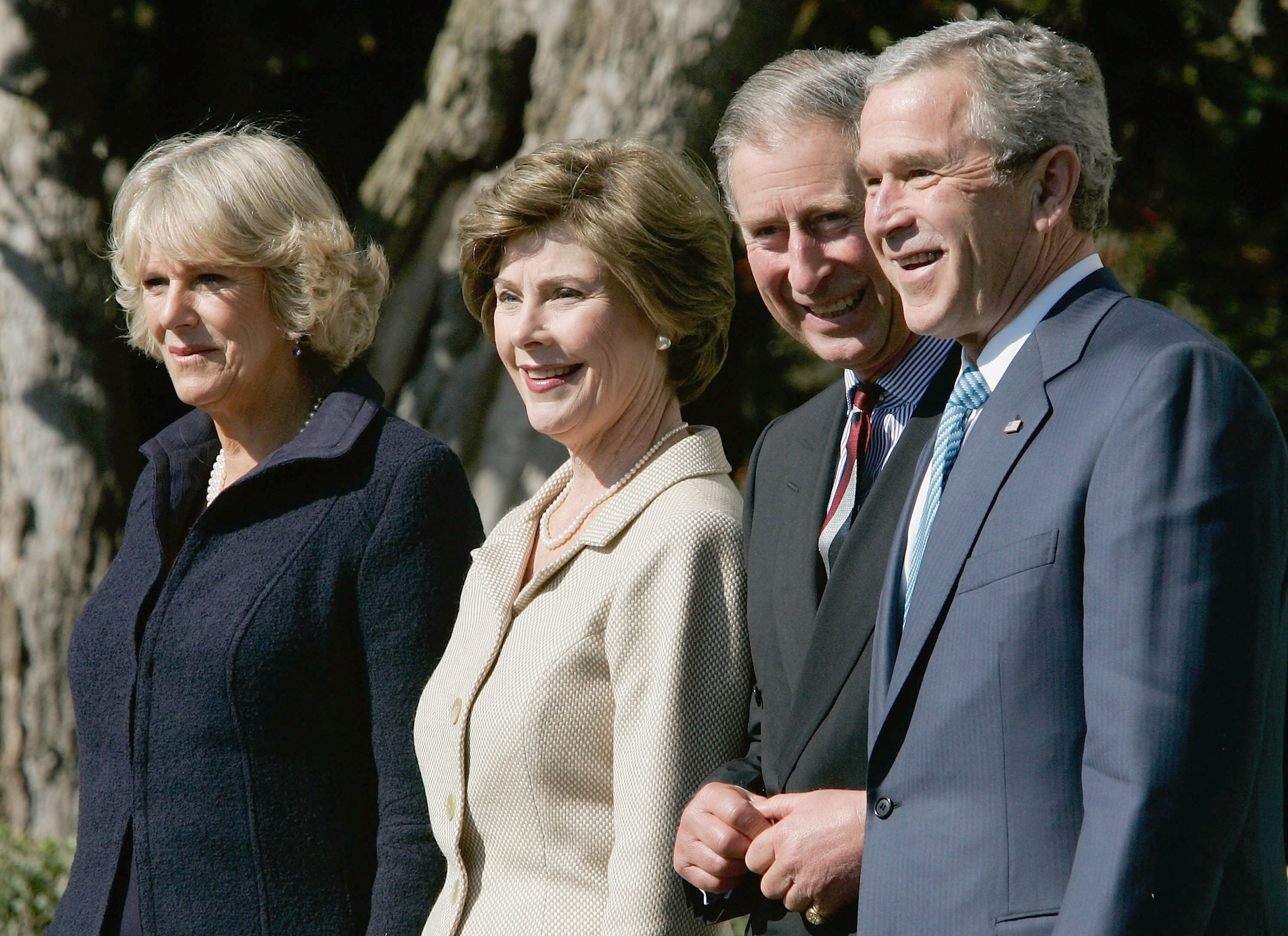 Charles and Camilla welcomed to the White House in 2005 by US President George W Bush and First Lady Laura Bush