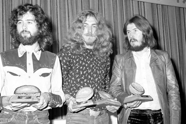 Jimmy Page, Robert Plant and John Bonham of Led Zeppelin (PA)