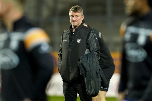Hull FC Head Coach, Tony Smith, looks on ahead of the Betfred Super League match at the Totally Wicked Stadium, St Helens. Picture date: Friday March 17, 2023.