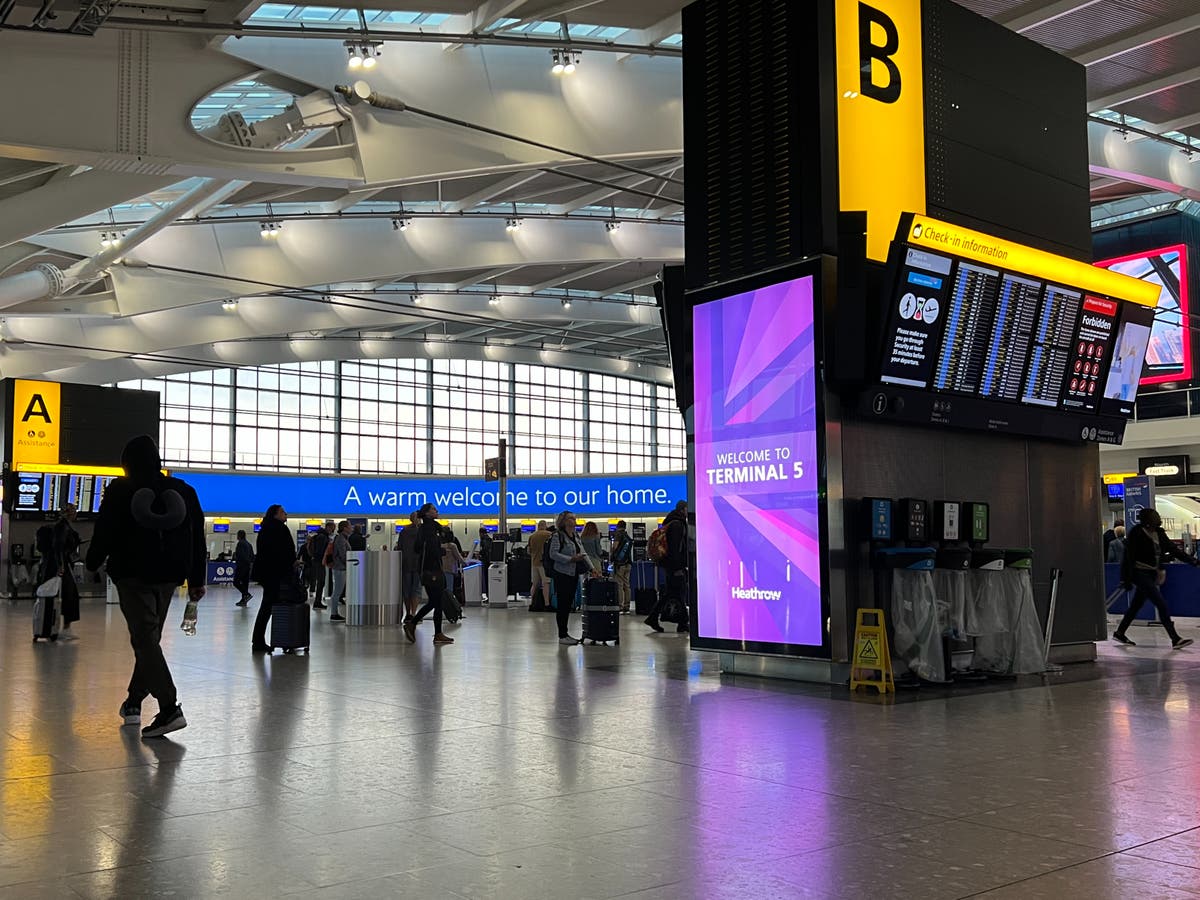 Heathrow passenger numbers ‘consistently below pre-pandemic levels’