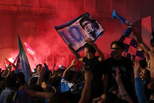 Napoli fans celebrate their first title for 33 years (Alessandro Garofalo/LaPresse via AP)