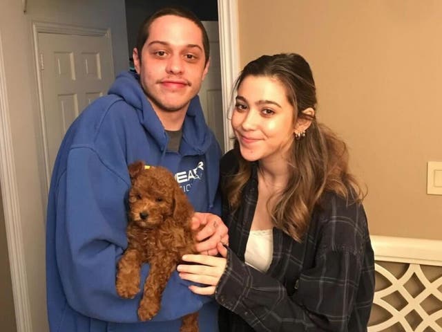 <p>Pete Davidson and his sister, Casey Davidson, hold their puppy Henry</p>