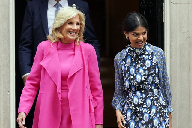 Akshata Murty and the First Lady of the United States, Dr Jill Biden (Stefan Rousseau/PA)