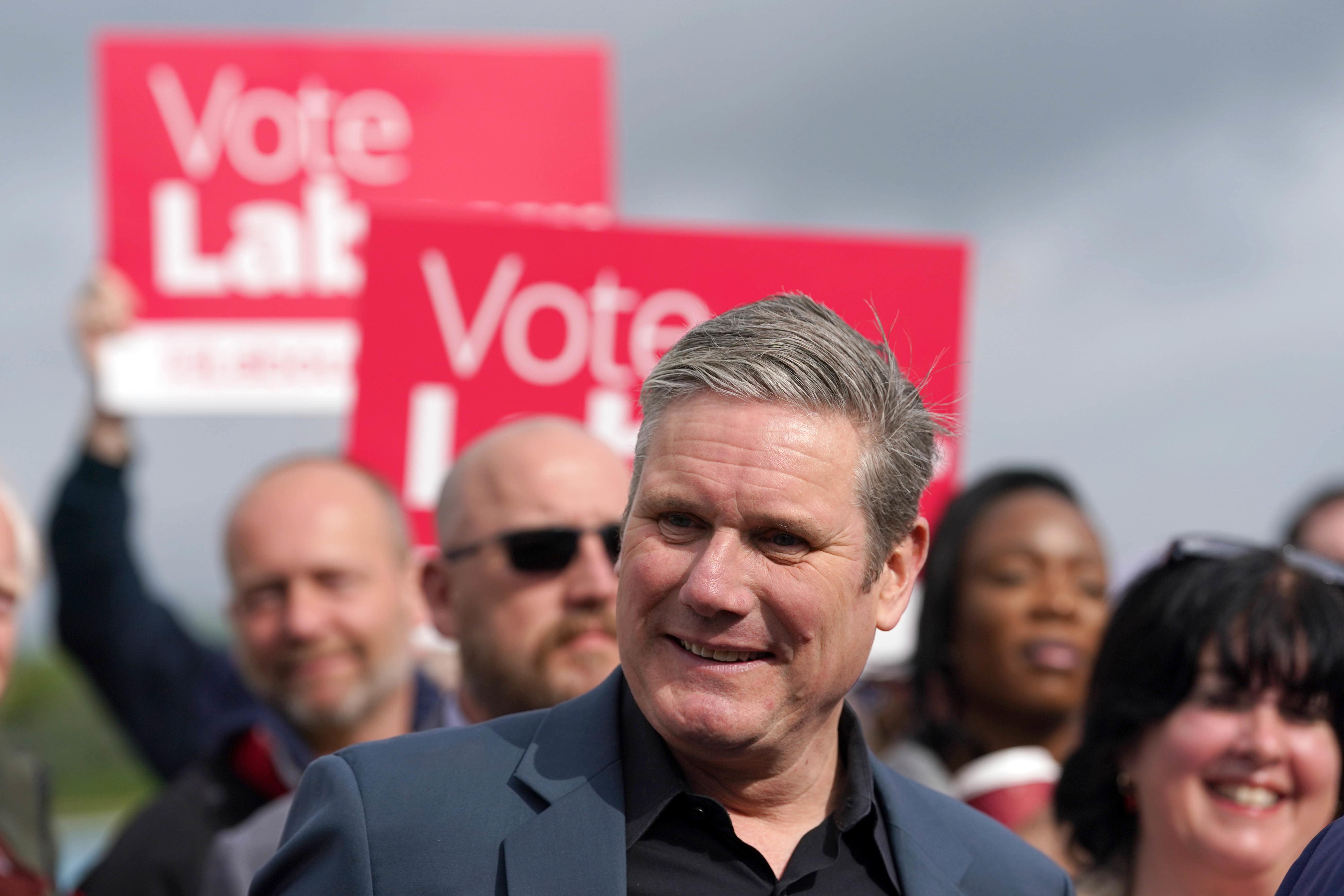 Labour leader Sir Keir Starmer joins party members in Chatham, Kent (Gareth Fuller/PA)