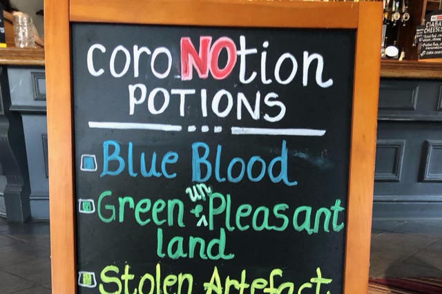 A selection of the drinks of offer at the ‘not bothered’ coronation event (Sir Isaac Newton, Cambridge/PA)