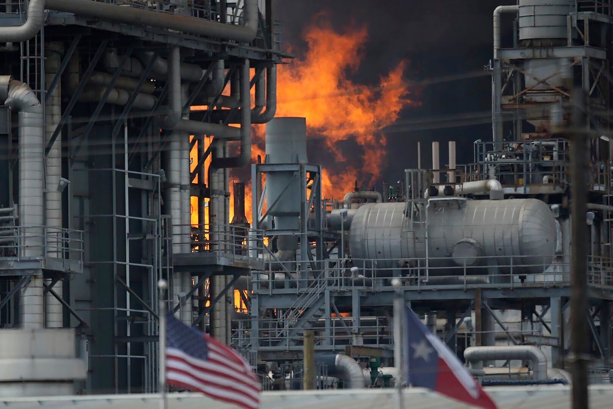 Fire at Shell chemical plant in Houston suburb sends massive column of black smoke into sky