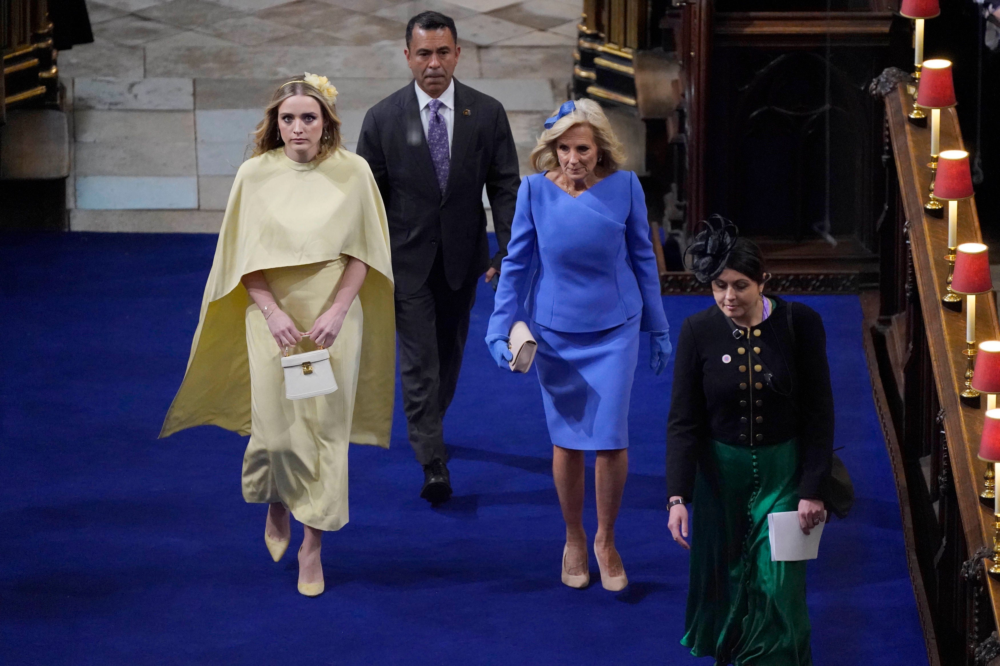 First Lady of the United States, Dr Jill Biden, and her grand daughter Finnegan Biden at the coronation of King Charles III and Queen Camilla at Westminster Abbey