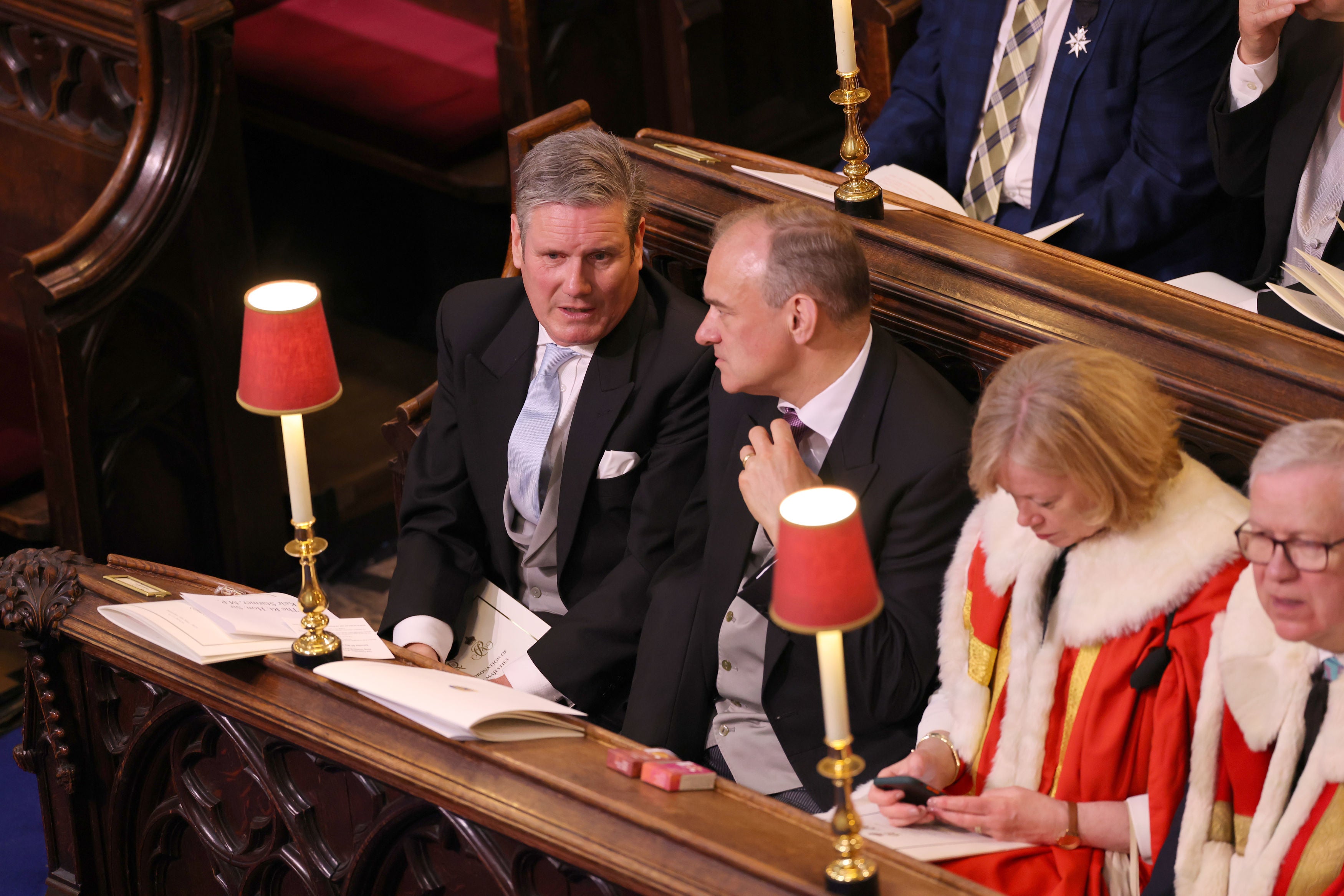 Labour leader Sir Keir Starmer nd Lib Dem leader Sir Ed Davey side by side at the King’s coronation