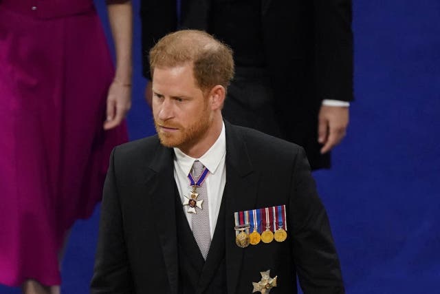 The Duke of Sussex at the coronation of King Charles III and Queen Camilla at Westminster Abbey, London. Picture date: Saturday May 6, 2023.