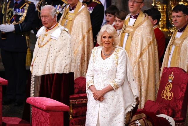 The Queen was crowned with Queen Mary’s Crown (Yui Mok/PA)