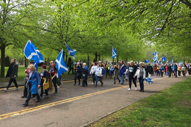 Marchers headed to Glasgow Green for a independence rally (Laura Paterson/PA)