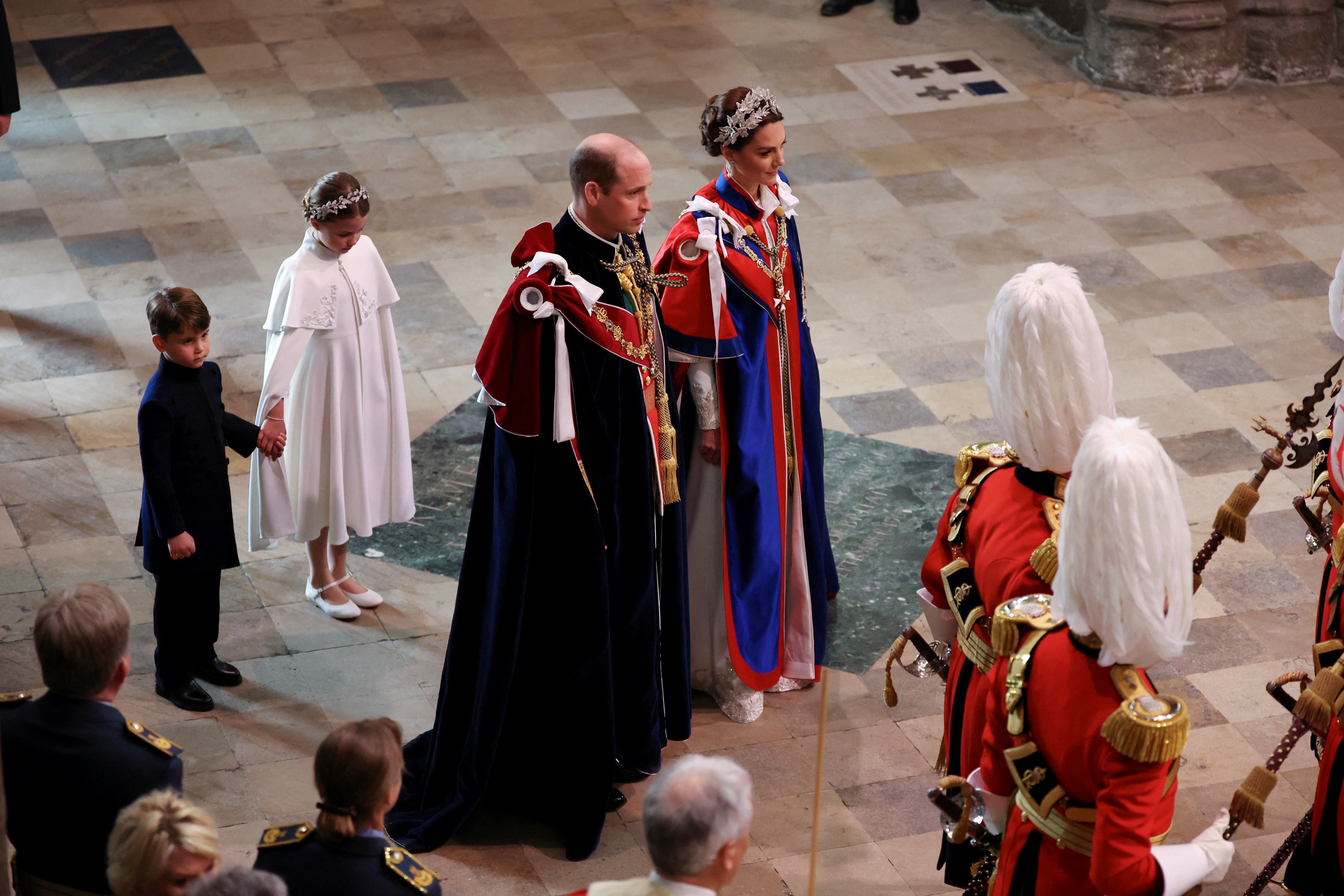 The Prince and Princess of Wales with Princess Charlotte and Prince Louis at the coronation (Phil Noble/PA)