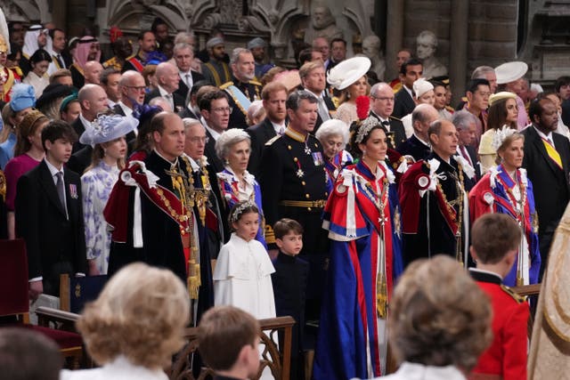 Guests including members of the royal family watch the ceremony at Westminster Abbey (Victoria Jones/PA)