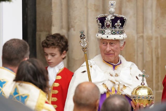The King leaves Westminster Abbey (Jacob King/PA)
