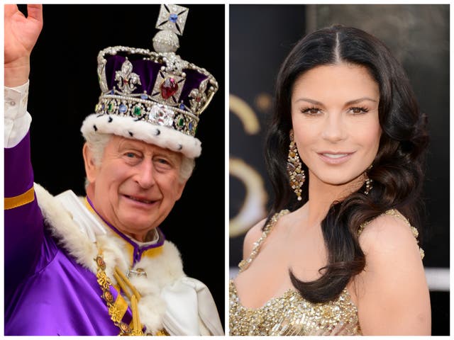 <p>Catherine Zeta-Jones leads celebrities congratulating King Charles and Queen Camilla</p>