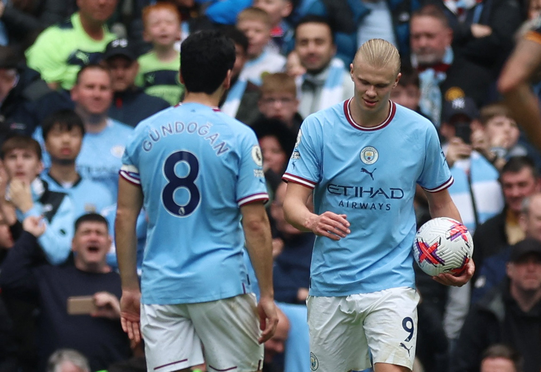 Haaland gave Gundogan the chance to score his hat-trick, but the Germany international missed