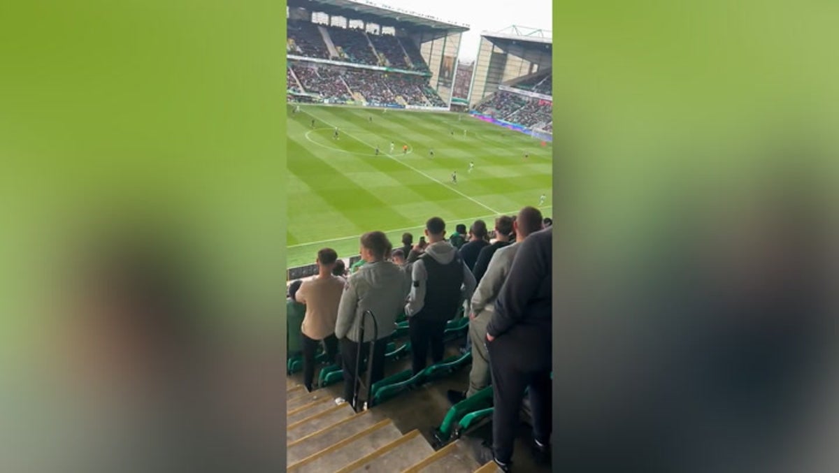 Hibs football fans chant against monarchy during Scottish Premiership match