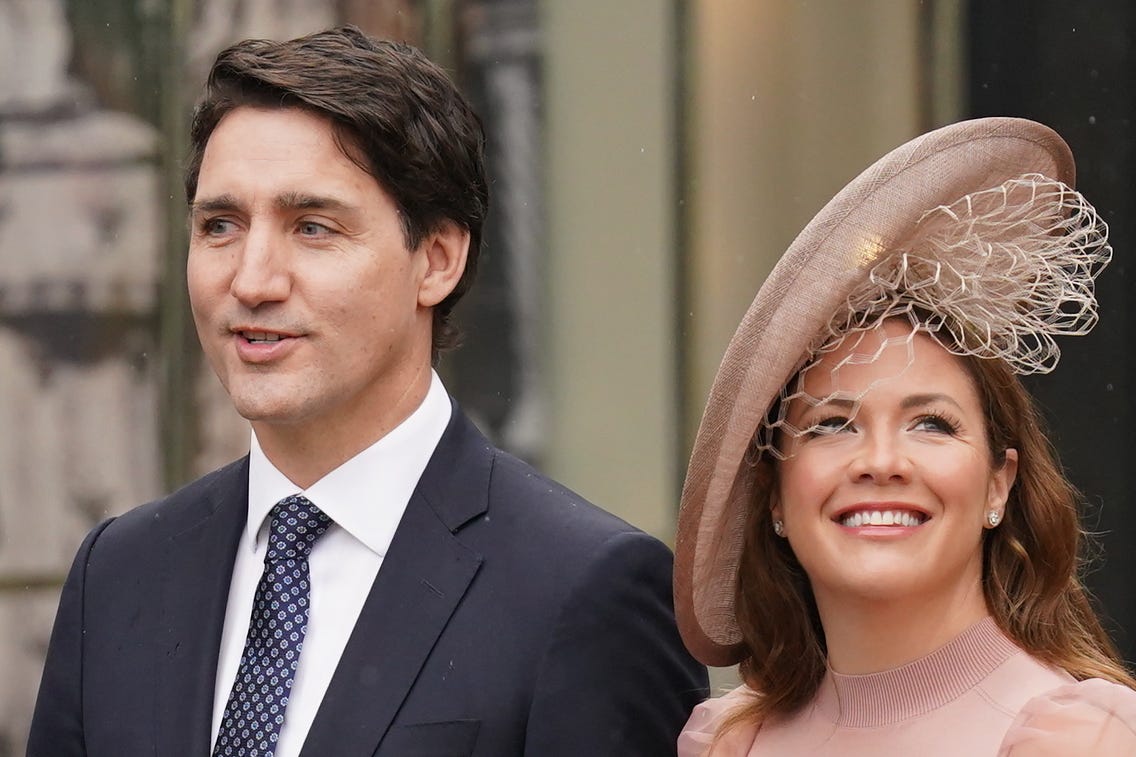Canadian prime minister Justin Trudeau and wife Sophie Trudeau (Jacob King/PA)