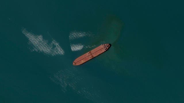 <p>File.  This satellite image from Planet Labs PBC shows the seized oil tanker Advantage Sweet off the coast of Bandar Abbas, Iran, Saturday, 6 May 2023</p>